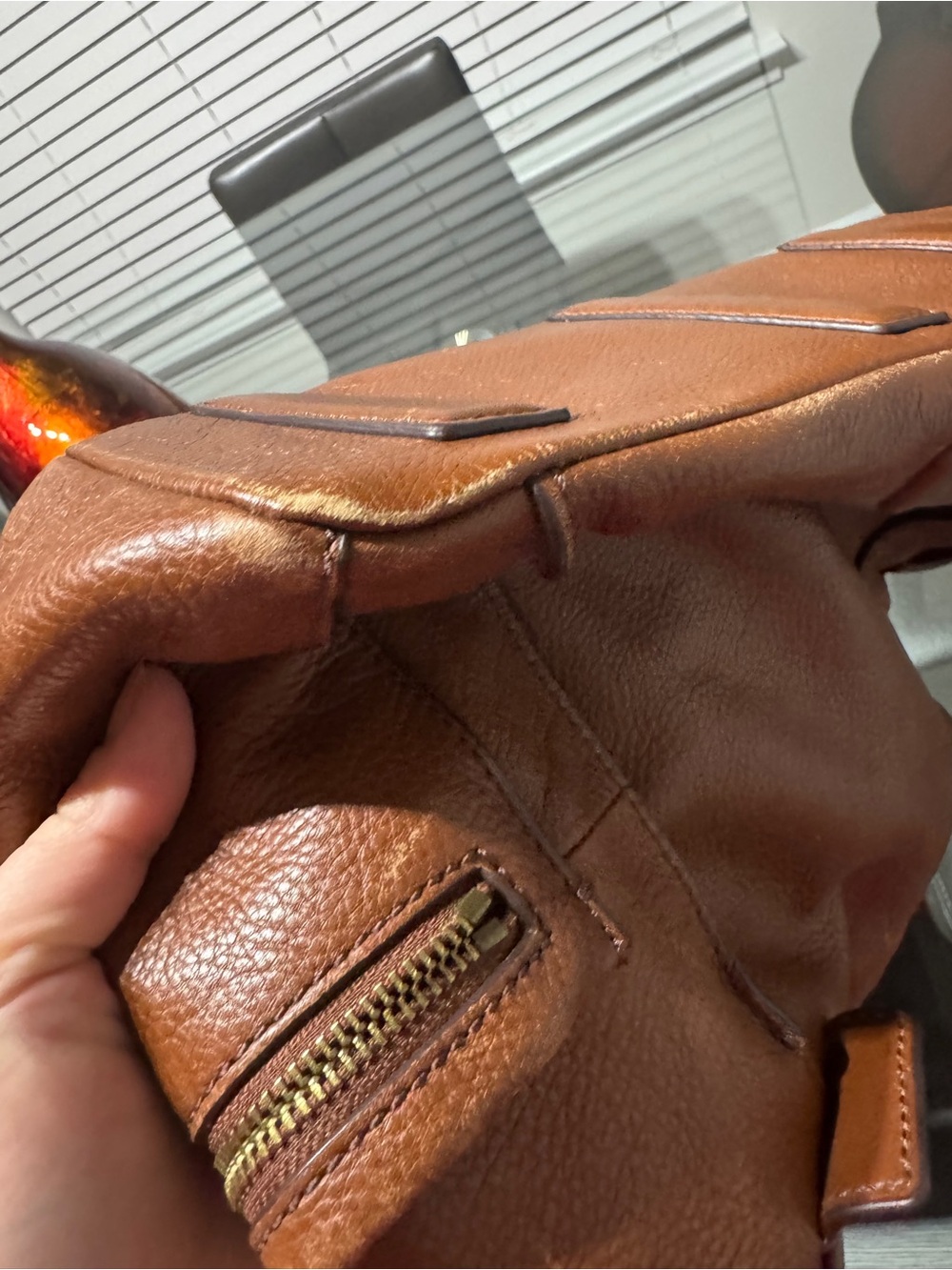 Fossil Cognac Pebbled Leather Tote - Picture 9 of 16